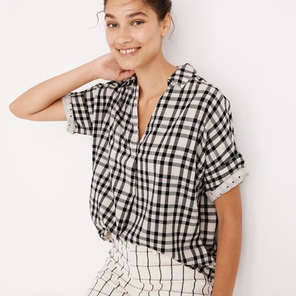 madewell black and white plaid shirt
